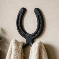 A Close up of the 75mm Iron Horse Shoe Hook Used to Hang up some Cardigans - Digital Illustration