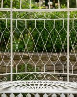 A Close up of the Back rest and Seat Detailing on the Taylor Arched Dome Canopy Bench in Cream - Digital Illustration 