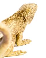 A Close up of the Scale Detailing of the Gold "Arboreal Guardian" Iguana Wall Light