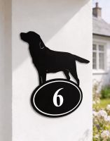 A Number 6 Labrador Iron House Number Sign Mounted on a White Walled Country House - Digital Illustration 