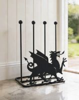 A Welsh Dragon Welly Boot Rack Placed on a Marble Effect Contemporary Garden Porch - Digital Illustration
