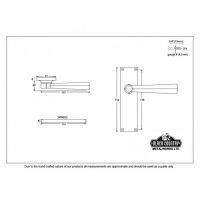 "Adria" Straight Lever Latch Set Dimensions