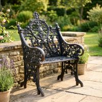 Aged Black Cast Iron Gothic Single Seater Digital Illustration