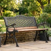Aged Black Cast Iron "Rose Lattice" Garden Bench Digital Illustration Aged Black Cast Iron "Rose Lattice" Garden Bench Digital Illustration