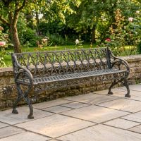 Aged Black Cast Iron Three Seater Bench Digital Illustration Aged Black Cast Iron Three Seater Bench Digital Illustration