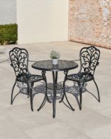 Aged Black "Harlington" Two Seater Garden Table & Chair Set Aged Black "Harlington" Two Seater Garden Table & Chair Set