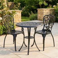 Aged Black "Harlington" Two Seater Garden Table & Chair Set digital illustration new