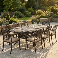 Aged Black "Moreville" Eight Seater Furniture Set digital illustration dressed table Aged Black "Moreville" Eight Seater Furniture Set digital illustration dressed table