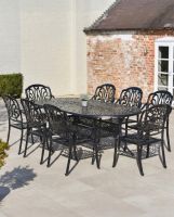 The "Moreville" 8-Seater Outdoor Dining Set - Aged Black The "Moreville" 8-Seater Outdoor Dining Set - Aged Black