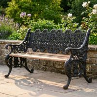 Aged Black "Serpent" Cast Iron Gothic Bench Digital illustration