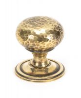 Aged Brass Hammered Mushroom Cabinet Knob - 38mm