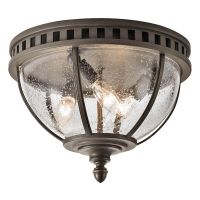 Aged Bronze "Classical" Victorian Round Three Bulb Ceiling Light - 31cm