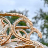 Close-up of the Serpent Design on the Arms of the Chair