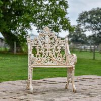 Aged Cream Cast Iron Gothic Single Seater 