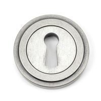 Aged Pewter Art Deco Circular Escutcheon Aged Pewter Art Deco Circular Escutcheon