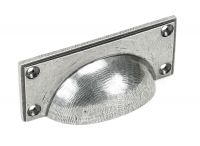 Aged Pewter Rectangular Drawer Pull with Curved Handle