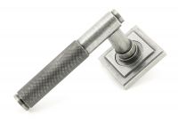 Aged Pewter Textured Unsprung Lever Door Handle on Square Rose