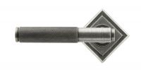 Aged Pewter Textured Unsprung Lever Door Handle on Diamond Rose