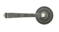 Aged Pewter Unsprung Lever Door Handle on Art Deco Rose Front Aged Pewter Unsprung Lever Door Handle on Art Deco Rose Front