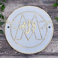 AJS Motorcycles Cast Iron Automobilia Reproduction Sign in Situ on Brick Wall