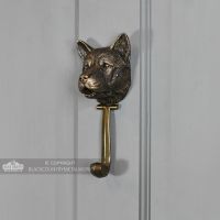 Bronze Finish Akita Door Knocker in Situ on a Grey Door