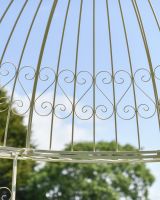 Close up of dome detail on wrought iron garden gazebo