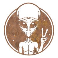 Peace Sign Alien Wall Art in a Black Finish Peace Sign Alien Wall Art in a Black Finish
