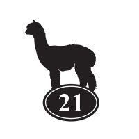 Alpaca Iron House Number Sign Finished in Black With White Numbering