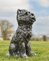 Brushed Gold Yorkshire Terrier Dog Sculpture in Situ