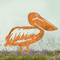 American White Pelican Sheet Steel Silhouette in Rustic Finish