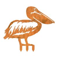 American White Pelican Sheet Steel Silhouette in Rustic Finish with Spikes