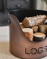 Close up of log bucket - antique copper