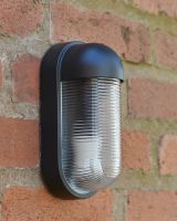 Angled view of powder black finish on garden wall light