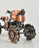 Close up of recycled scrap metal art sculpture