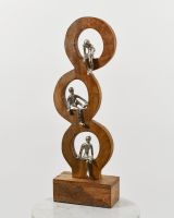 "Trailing Thoughts" Aluminium and Mango Wood Sculpture - Silver