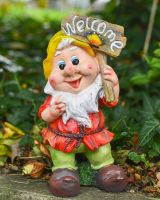 Colourful garden gnome statue
