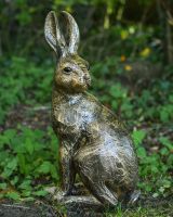 Angled view of hare garden statue