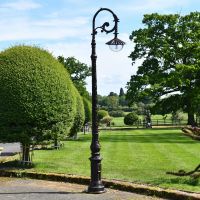 Antique Black and Brown Cast Iron Ornate Lamp Post
