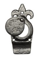 Antique Black Iron Fleur De Lys Cylinder Latch Keyhole Cover