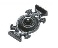 Antique Black Iron Gothic Style Front Door Bell Push