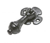 Antique Black Iron Teardrop Cabinet Handle With Floral Backplate