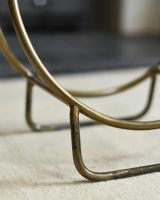Close-Up of Close-Up of 45cm Antique Brass Contemporary Circular Log Rack & Holder With Handle Without Logs