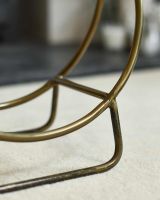 Close-Up of Close-Up of 45cm Antique Brass Contemporary Circular Log Rack & Holder With Handle Without Logs in Situ