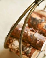 Close-Up of 45cm Antique Brass Contemporary Circular Log Rack & Holder With Handle