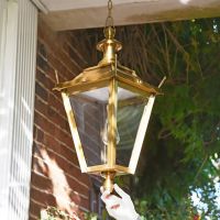 Antique Brass Dorchester Garden Hanging Lantern to Scale