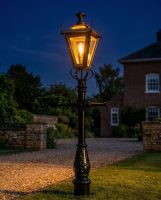 Antique Brass Dorchester Miniature Lamp Post - 1.5m digital illustration at night