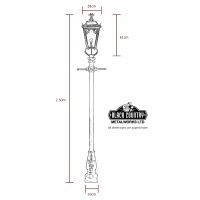 Antique Brass Gothic Lamp Post & Lantern Set 2.3m