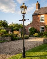 Antique Brass Gothic Lamp Post & Lantern Set 2 digital illustration