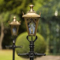 Antique Brass Gothic Lamp Post & Lantern Set 2.3m
