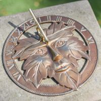 Antique Brass "Greenman" Sundial - 24cm in Situ